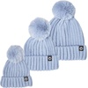 image:imageFunky Junque Mommy amp Me Matching Pom Beanie Set  Women Kids Family Knit AdultInfant  Cable KnitAdultToddlerInfant  Detachable Pom  Denim 3 Pack