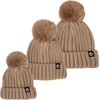 image:imageFunky Junque Mommy amp Me Matching Pom Beanie Set  Women Kids Family Knit AdultInfant  Cable KnitAdultToddlerInfant Detachable Pom  Taupe 3 Pack
