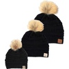 image:imageFunky Junque Mommy amp Me Pom Beanies  3Pack Knit Hats for Mom Toddler amp Infants Adorable Matching Winter SetAdultToddlerInfant  Black 3 Pack