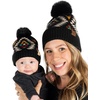 image:imageFunky Junque Mommy amp Me Pom Beanies  3Pack Knit Hats for Mom Toddler amp Infants Adorable Matching Winter SetAztec  Black