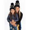 image:imageFunky Junque Mommy amp Me Pom Beanies  3Pack Knit Hats for Mom Toddler amp Infants Adorable Matching Winter SetAztec  Black