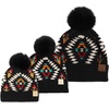 image:imageFunky Junque Mommy amp Me Pom Beanies  3Pack Knit Hats for Mom Toddler amp Infants Adorable Matching Winter SetAztec  Black