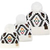 image:imageFunky Junque Mommy amp Me Pom Beanies  3Pack Knit Hats for Mom Toddler amp Infants Adorable Matching Winter SetAztec  White
