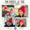 image:imageFunky Junque Mommy amp Me Pom Beanies  3Pack Knit Hats for Mom Toddler amp Infants Adorable Matching Winter SetDiagonal Basketweave  Red