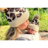 image:imageFunky Junque Mommy amp Me Pom Beanies  3Pack Knit Hats for Mom Toddler amp Infants Adorable Matching Winter SetLeopard  Beige
