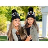 image:imageFunky Junque Mommy amp Me Pom Beanies  Cozy Knit Womens Beanie amp Toddler Girl Winter Hat Set Ages 14 Great SetAztec  Black