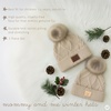 image:imageFunky Junque Mommy amp Me Pom Beanies  Cozy Knit Womens Beanie amp Toddler Girl Winter Hat Set Ages 14 Great SetDiagonal Basketweave  Beige