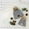 image:imageFunky Junque Mommy amp Me Pom Beanies  Cozy Knit Womens Beanie amp Toddler Girl Winter Hat Set Ages 14 Great SetDiagonal Basketweave  Heather Grey