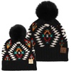 image:imageFunky Junque Mommy amp Me Pom Pom Beanies Set  Infant Baby amp Mom Matching Winter Outfits Warm Newborn amp Womens Beanie HatsAztec  Black