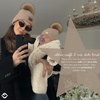 image:imageFunky Junque Mommy amp Me Pom Pom Beanies Set  Infant Baby amp Mom Matching Winter Outfits Warm Newborn amp Womens Beanie HatsDiagonal Basketweave  Beige
