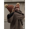 image:imageFunky Junque Mommy amp Me Pom Pom Beanies Set  Infant Baby amp Mom Matching Winter Outfits Warm Newborn amp Womens Beanie HatsDiagonal Basketweave  Brick