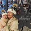 image:imageFunky Junque Mommy amp Me Pom Pom Beanies Set  Infant Baby amp Mom Matching Winter Outfits Warm Newborn amp Womens Beanie HatsLeopard  Ivory