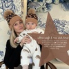 image:imageFunky Junque Mommy amp Me Pom Pom Beanies Set  Infant Baby amp Mom Matching Winter Outfits Warm Newborn amp Womens Beanie HatsLeopard  Latte