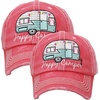 image:imageFunky Junque Mommy and Me Baseball Caps Matching Mother Daughter Hats  Soft cotton matching cap set with embroidery for mom daughter photos beach vacations brunches amp family gifts2 Pack Happy Camper  Coral