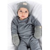 image:imageFunky Junque Newborn Baby Knit Beanie amp Fleece Mittens Set  Warm Winter EssentialsHeather Grey Sueded Patch