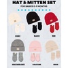 image:imageFunky Junque Newborn Baby Knit Beanie amp Fleece Mittens Set  Warm Winter EssentialsHeather Grey Sueded Patch