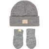 image:imageFunky Junque Newborn Baby Knit Beanie amp Fleece Mittens Set  Warm Winter EssentialsHeather Grey Sueded Patch