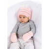image:imageFunky Junque Newborn Baby Knit Beanie amp Fleece Mittens Set  Warm Winter EssentialsPale Pink