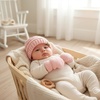 image:imageFunky Junque Newborn Baby Knit Beanie amp Fleece Mittens Set  Warm Winter EssentialsPale Pink
