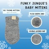image:imageFunky Junque Newborn Baby Winter Mittens  Fleece Lined NoThumb Infant Mittens for Babies 09 Months Baby Essentials2 Pack  Ivory  Heather Grey