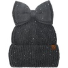 image:imageFunky Junque Ponytail Beanie Hat with Sequin Bow  Warm Stretchy Winter Cap for Women  Winter Neutrals Pastel HuesBlack