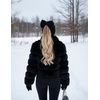 image:imageFunky Junque Ponytail Beanie Hat with Sequin Bow  Warm Stretchy Winter Cap for Women  Winter Neutrals Pastel HuesBlack