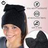 image:imageFunky Junque Ponytail Beanie Hat with Sequin Bow  Warm Stretchy Winter Cap for Women  Winter Neutrals Pastel HuesBlack