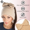 image:imageFunky Junque Ponytail Beanie Hat with Sequin Bow  Warm Stretchy Winter Cap for Women  Winter Neutrals Pastel HuesCamel