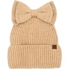 image:imageFunky Junque Ponytail Beanie Hat with Sequin Bow  Warm Stretchy Winter Cap for Women  Winter Neutrals Pastel HuesCamel