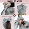 image:imageFunky Junque Ponytail Beanie Hat with Sequin Bow  Warm Stretchy Winter Cap for Women  Winter Neutrals Pastel HuesGrey