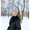 image:imageFunky Junque Ponytail Beanie Hat with Sequin Bow  Warm Stretchy Winter Cap for Women  Winter Neutrals Pastel HuesGrey