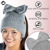 image:imageFunky Junque Ponytail Beanie Hat with Sequin Bow  Warm Stretchy Winter Cap for Women  Winter Neutrals Pastel HuesGrey