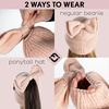 image:imageFunky Junque Ponytail Beanie Hat with Sequin Bow  Warm Stretchy Winter Cap for Women  Winter Neutrals Pastel HuesIndi Pink