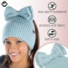 image:imageFunky Junque Ponytail Beanie Hat with Sequin Bow  Warm Stretchy Winter Cap for Women  Winter Neutrals Pastel HuesLight Blue