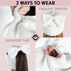 image:imageFunky Junque Ponytail Beanie Hat with Sequin Bow  Warm Stretchy Winter Cap for Women  Winter Neutrals Pastel HuesWhite