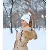 image:imageFunky Junque Ponytail Beanie Hat with Sequin Bow  Warm Stretchy Winter Cap for Women  Winter Neutrals Pastel HuesWhite