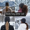 image:imageFunky Junque Ponytail Beanie for Women  Criss Cross High Pony Tail Womens Winter Hat Warm Cute Knit Ponyback Beanies1  Charcoal