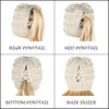 image:imageFunky Junque Ponytail Beanie for Women  Criss Cross High Pony Tail Womens Winter Hat Warm Cute Knit Ponyback BeaniesBeige