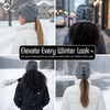 image:imageFunky Junque Ponytail Beanie for Women  Criss Cross High Pony Tail Womens Winter Hat Warm Cute Knit Ponyback BeaniesHeather Grey