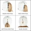 image:imageFunky Junque Ponytail Beanie for Women  Criss Cross High Pony Tail Womens Winter Hat Warm Cute Knit Ponyback BeaniesIvory