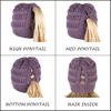 image:imageFunky Junque Ponytail Beanie for Women  Criss Cross High Pony Tail Womens Winter Hat Warm Cute Knit Ponyback BeaniesViolet
