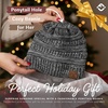 image:imageFunky Junque Ponytail Beanie for Women  Winter Hat Soft Stretch Cable Knit High Pony Tail Womens Running Hats2 Pack  Black  BlackGrey Mix 31
