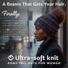 image:imageFunky Junque Ponytail Beanie for Women  Winter Hat Soft Stretch Cable Knit High Pony Tail Womens Running Hats2 Pack  Black  Kaleidoscope