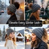 image:imageFunky Junque Ponytail Beanie for Women  Winter Hat Soft Stretch Cable Knit High Pony Tail Womens Running Hats4 Tone Mix  Grey  Black  Beige  Lt French Beige