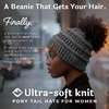 image:imageFunky Junque Ponytail Beanie for Women  Winter Hat Soft Stretch Cable Knit High Pony Tail Womens Running Hats4 Tone Mix  Grey  Black  Beige  Lt French Beige
