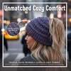image:imageFunky Junque Ponytail Beanie for Women  Winter Hat Soft Stretch Cable Knit High Pony Tail Womens Running Hats4 Tone Mix  Purple  Navy  Dark Denim  Beige