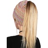 image:imageFunky Junque Ponytail Beanie for Women  Winter Hat Soft Stretch Cable Knit High Pony Tail Womens Running Hats4 Tone Mix  a Yellow  Hot Pink  Turquoise  Pink