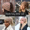 image:imageFunky Junque Ponytail Beanie for Women  Winter Hat Soft Stretch Cable Knit High Pony Tail Womens Running Hats4 Tone Mix  a Yellow  Hot Pink  Turquoise  Pink