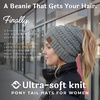 image:imageFunky Junque Ponytail Beanie for Women  Winter Hat Soft Stretch Cable Knit High Pony Tail Womens Running HatsA Confetti Dove Grey Design
