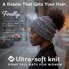 image:imageFunky Junque Ponytail Beanie for Women  Winter Hat Soft Stretch Cable Knit High Pony Tail Womens Running HatsA Galaxy Mix  Smoke Grey